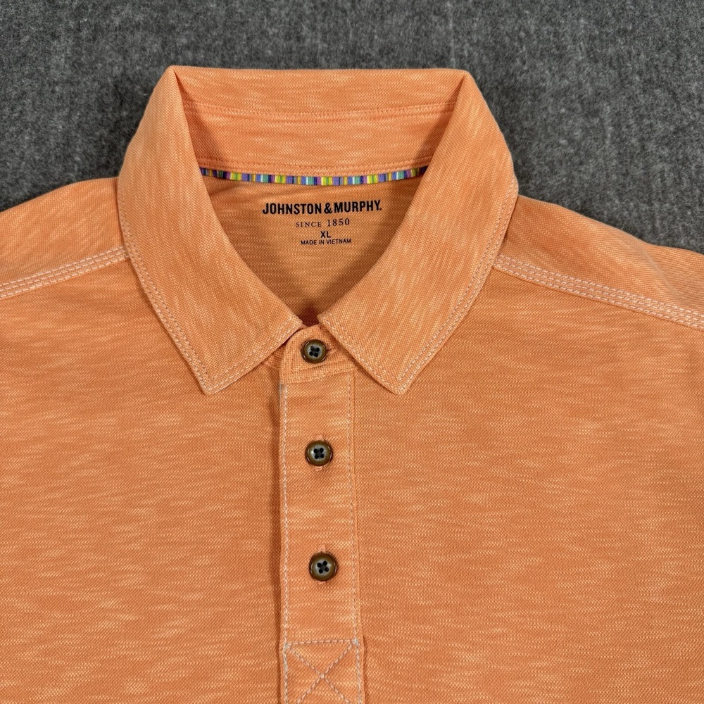 Johnston & Murphy Men's XL Coral Orange Modal Blend Polo Shirt Short Sleeve